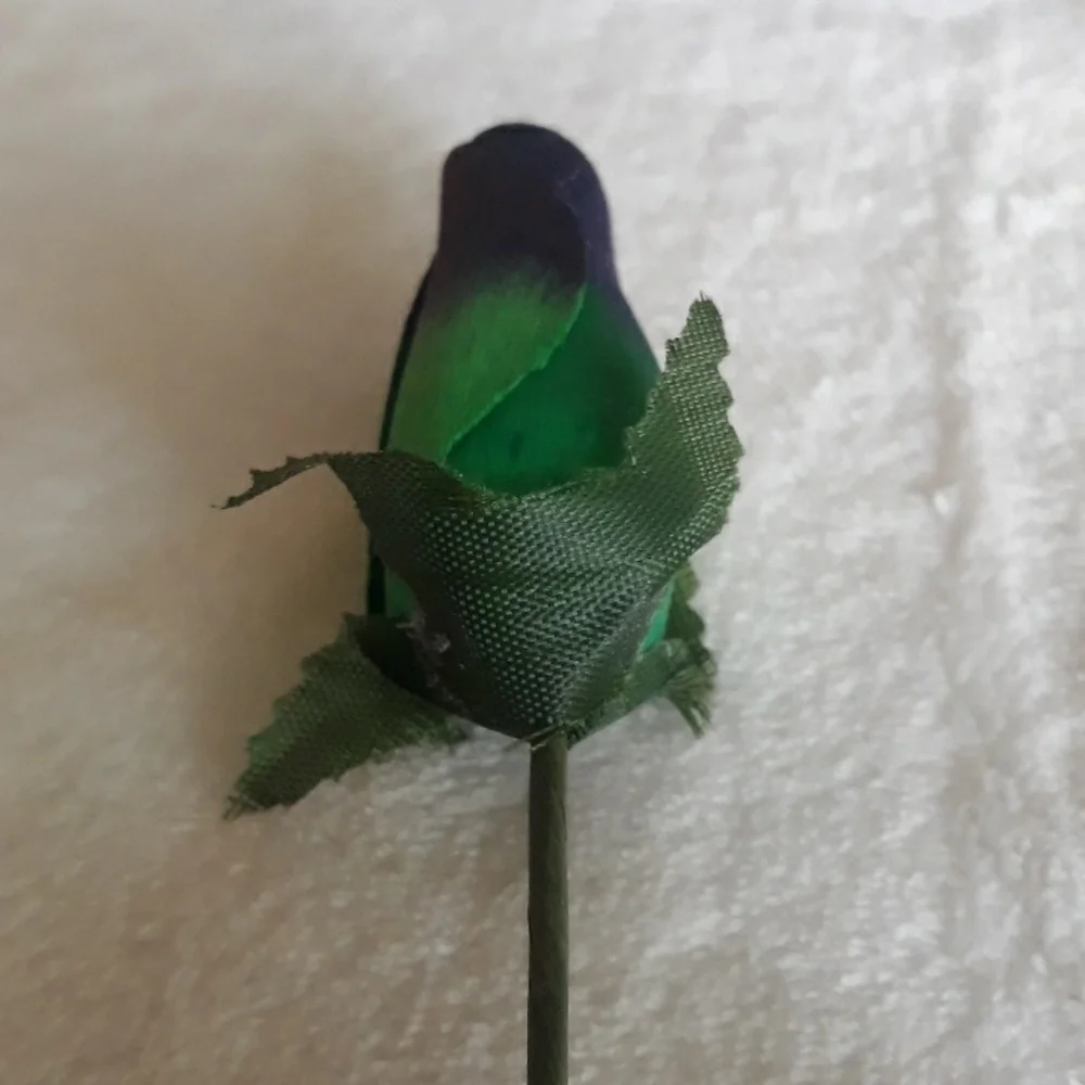 Green wooden rose, 13 inches long